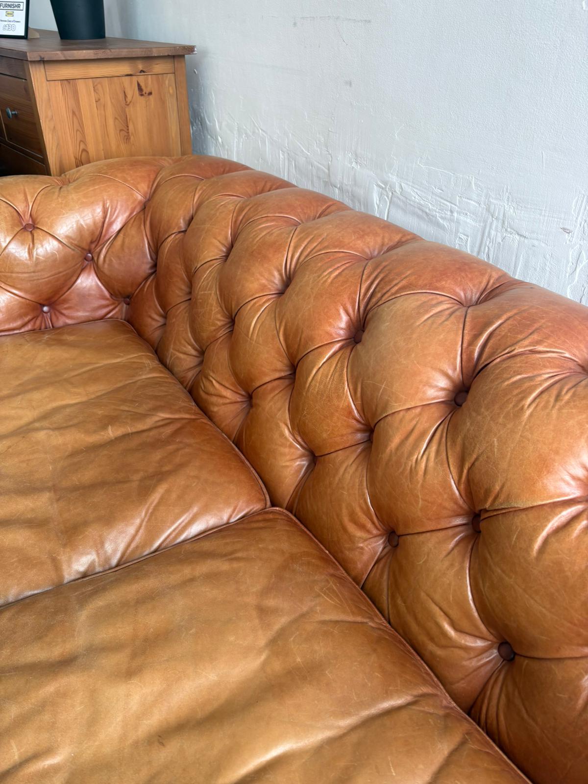 HALO Chesterfield Tan Leather 3 Seater Sofa (*RRP £2349)