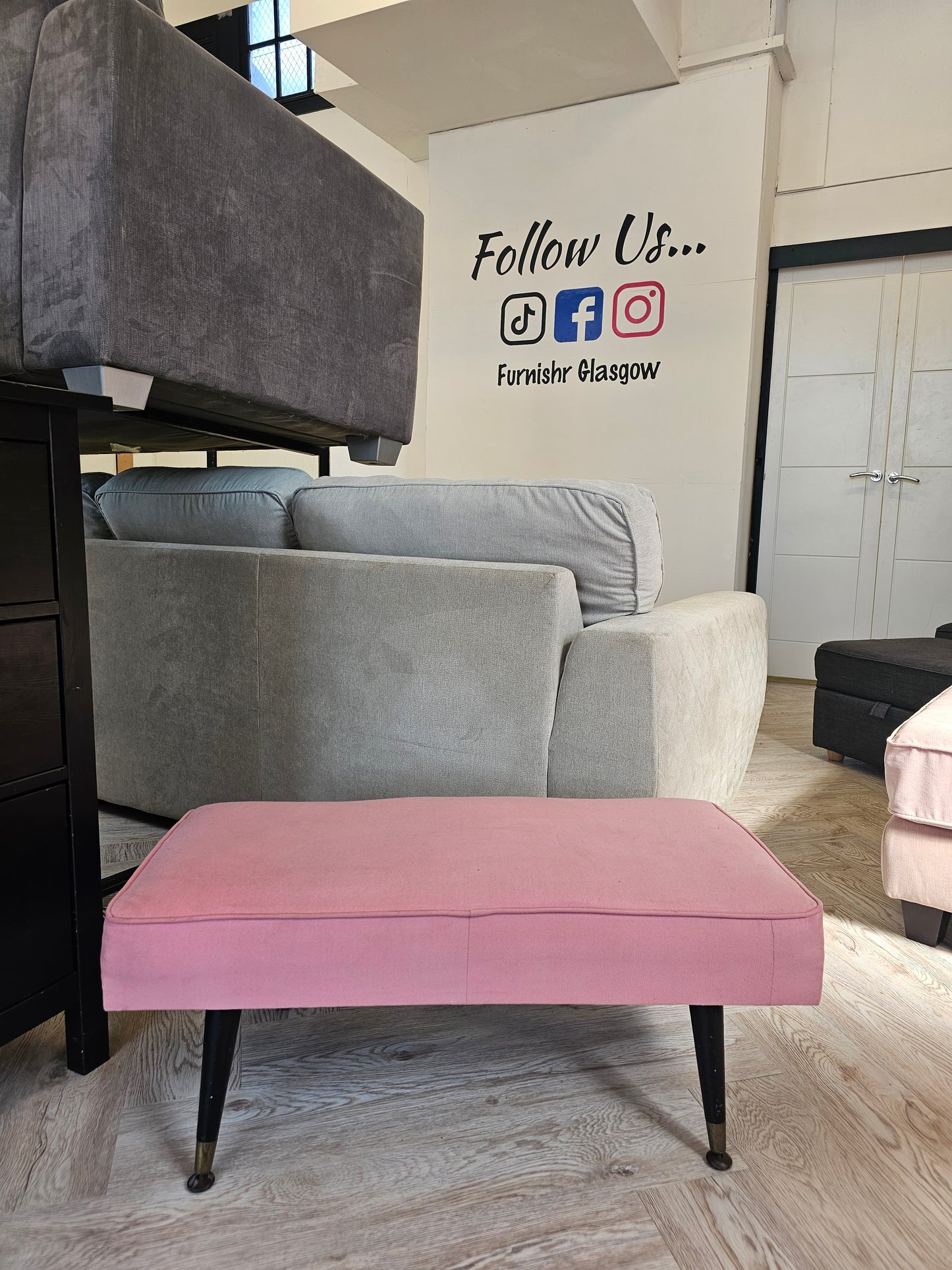 Pink Velvet Footstool @