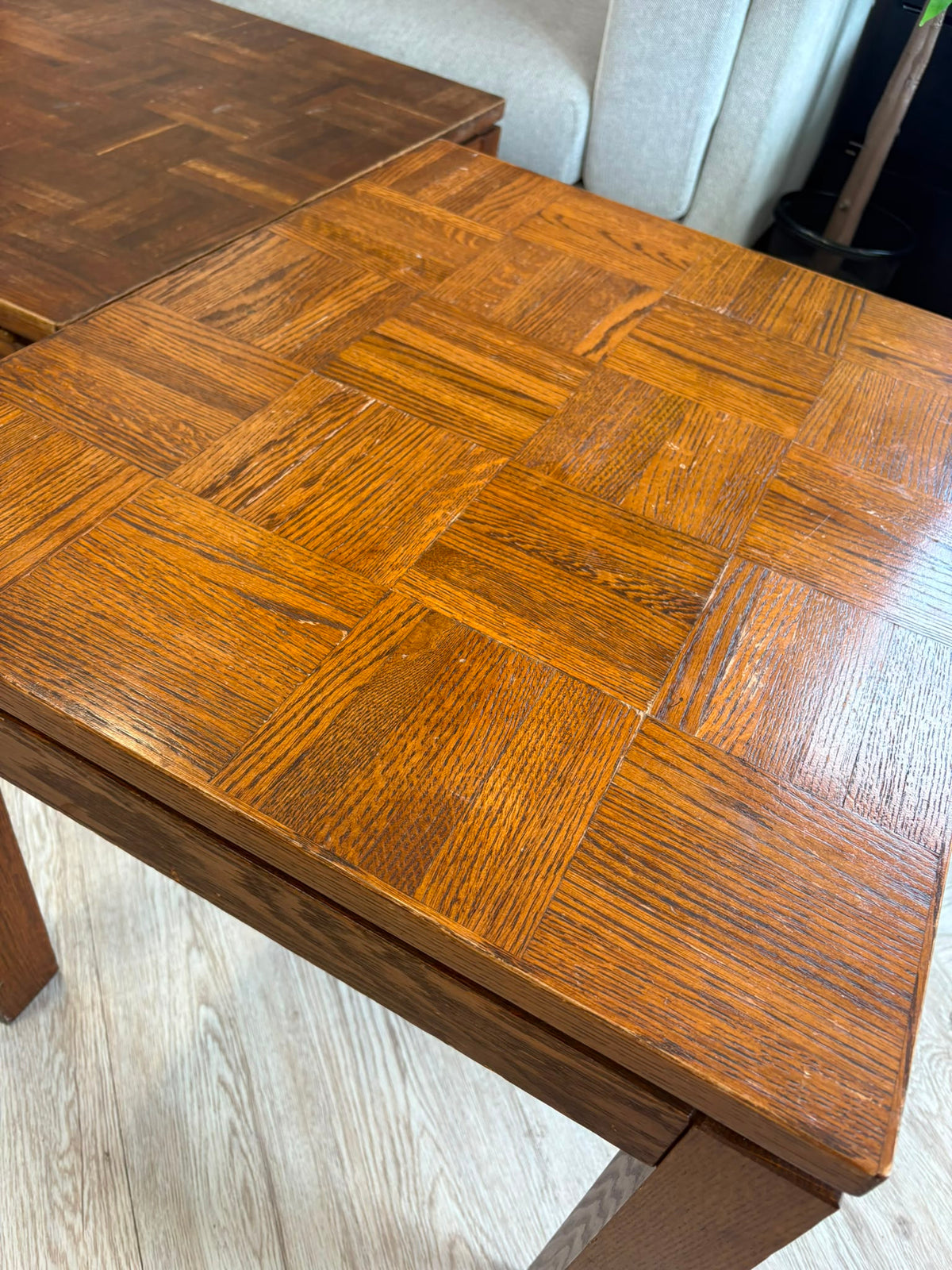 Large Dark Wood Parquet Side Table @