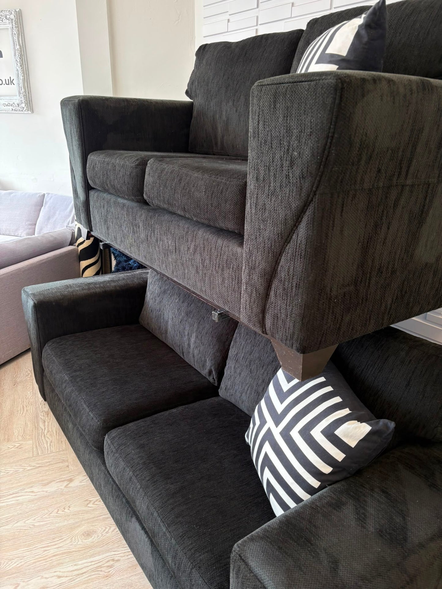 DFS Black Sofa Bed 3&2 Seater Sofas @