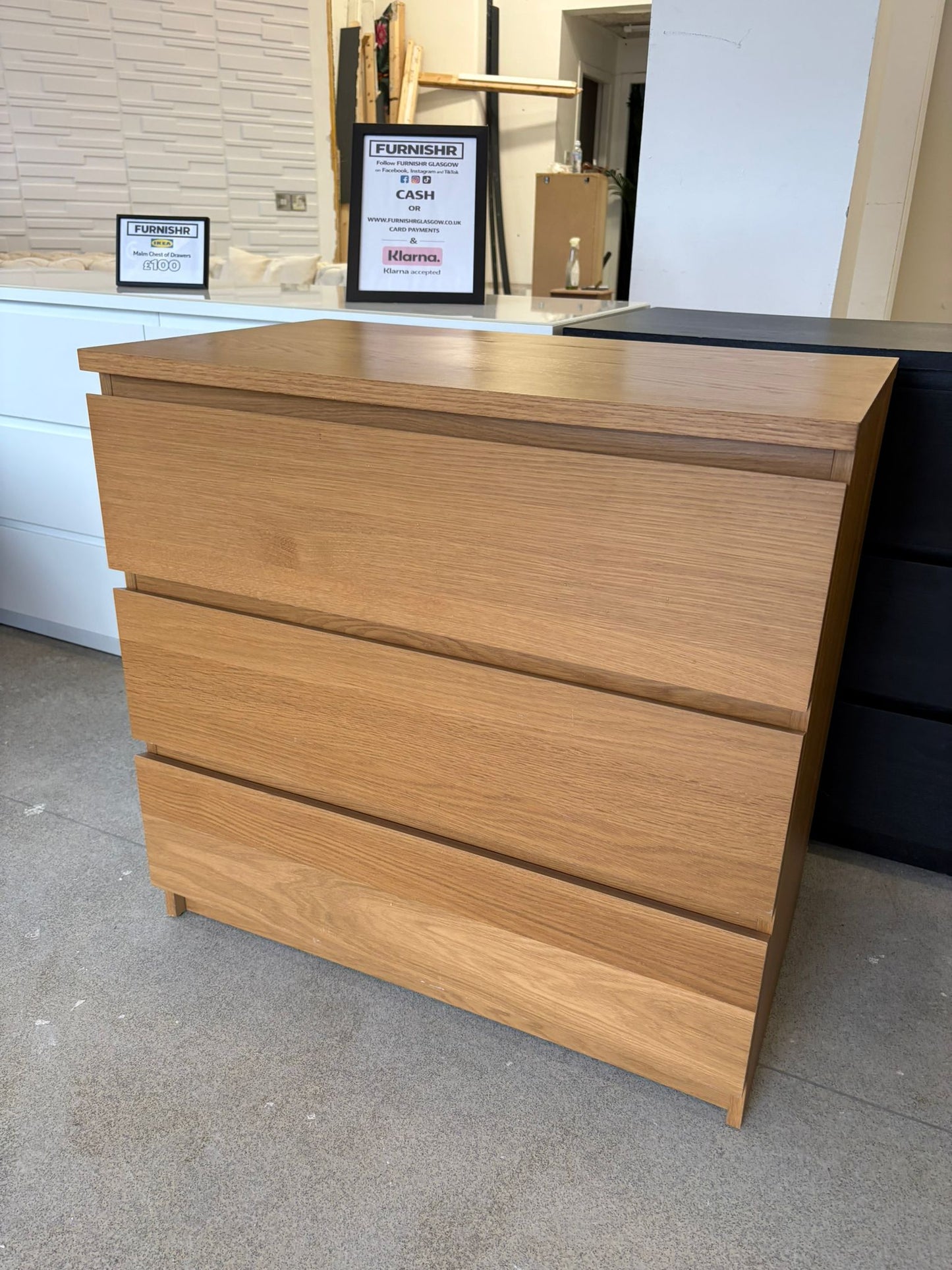 Ikea Malm Oak 3 Drawer Chest A