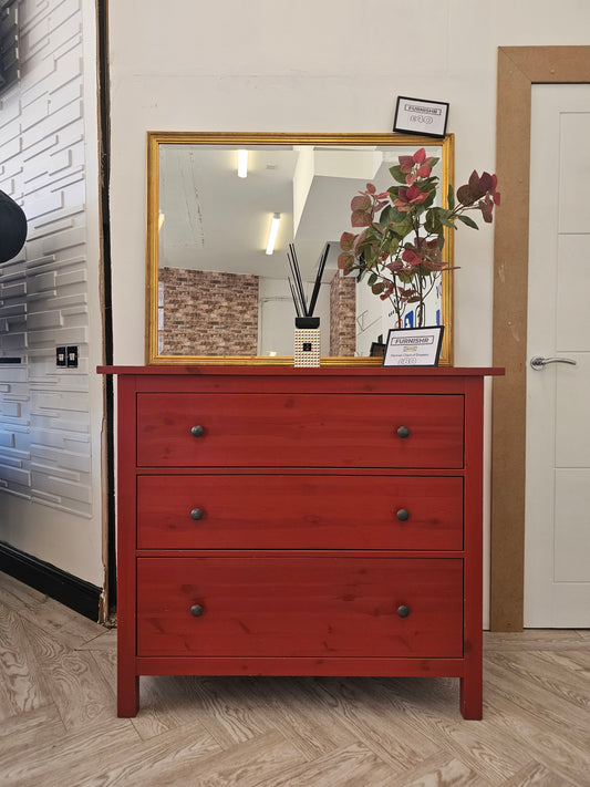 Ikea Hemnes Red 3 Drawer Chest #