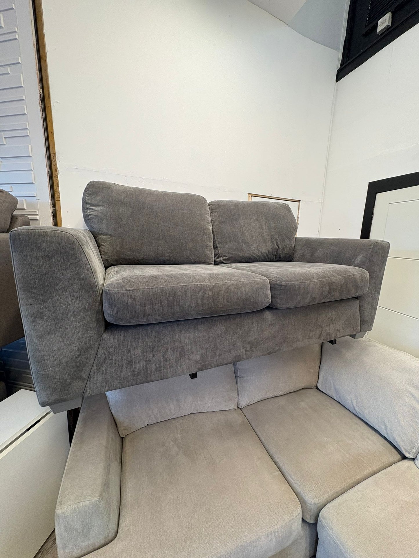 DFS Non Quilted Orka Grey 2 Seater Sofa @
