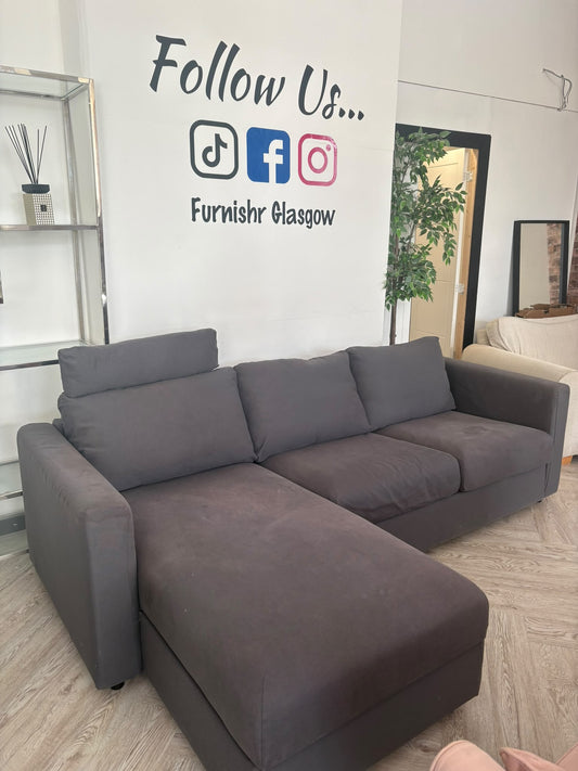 CLEARANCE Ikea Grey Corner Sofa with Ottoman Chaise #