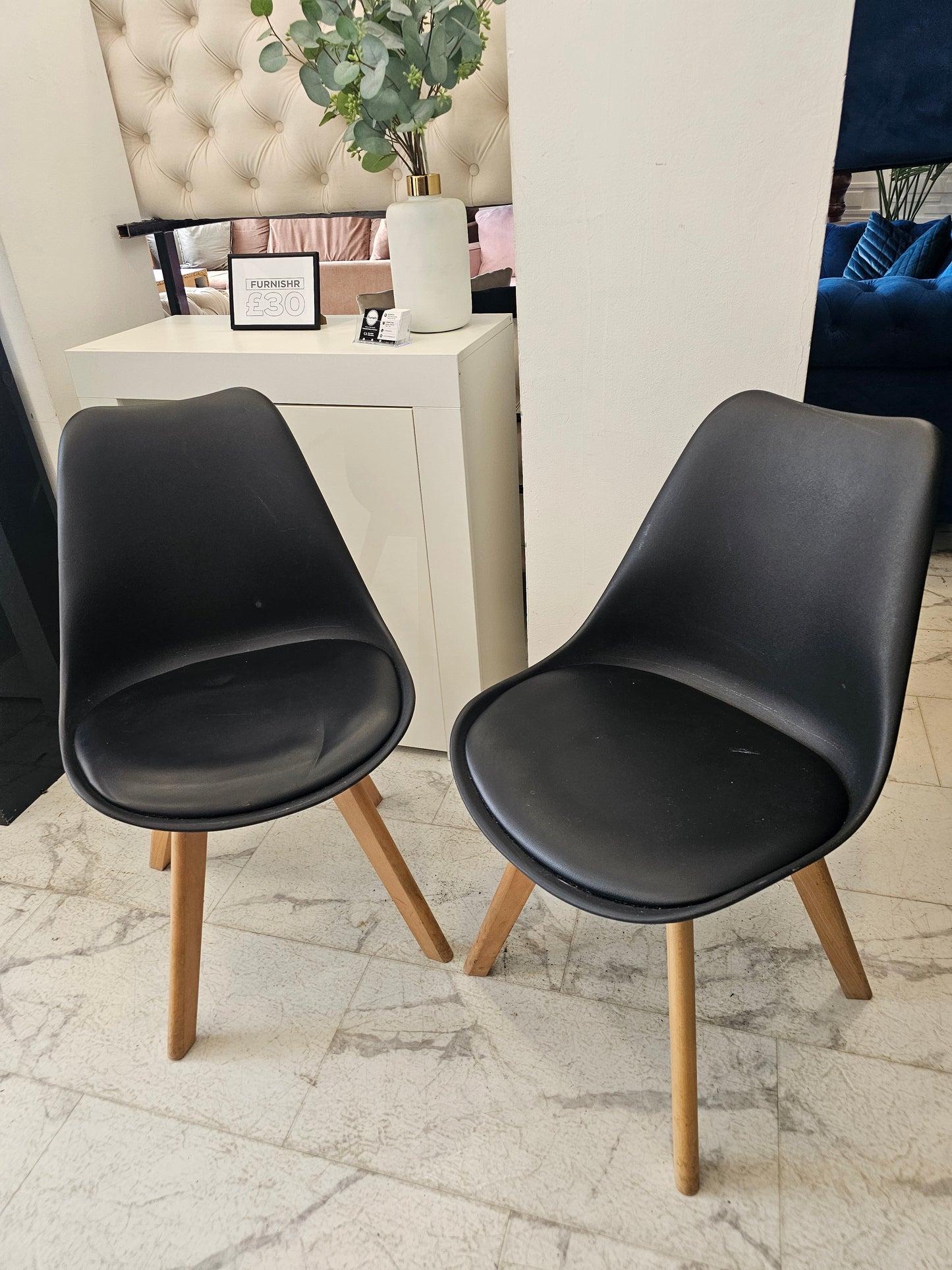 Set of 2 Black Dining Chairs