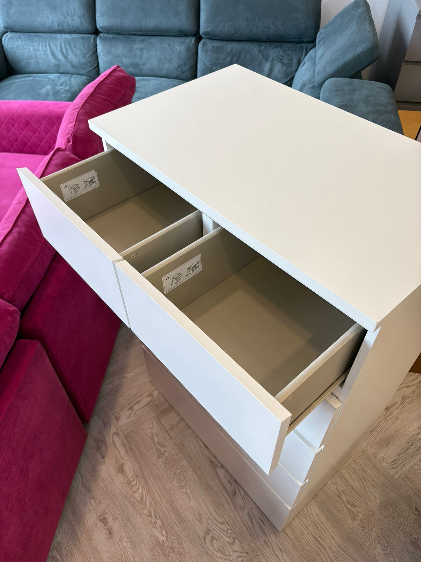 Ikea Malm White 6 Drawer Chest @