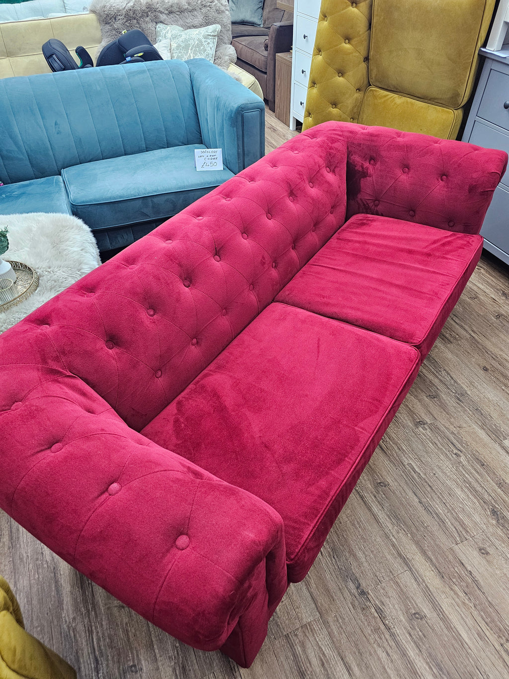 Red Chesterfield Style 3 Seater Sofa