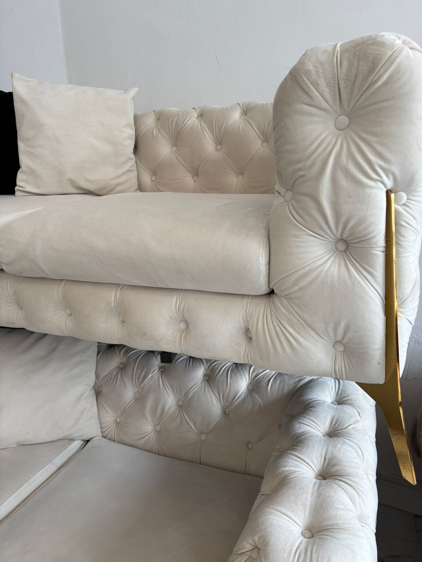 Chesterfield 2 x 2 Seater Sofas in Cream Velvet
