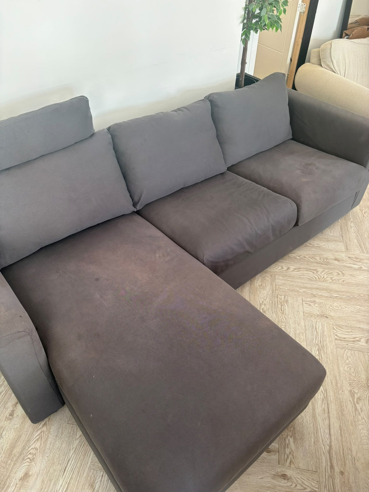 CLEARANCE Ikea Grey Corner Sofa with Ottoman Chaise #