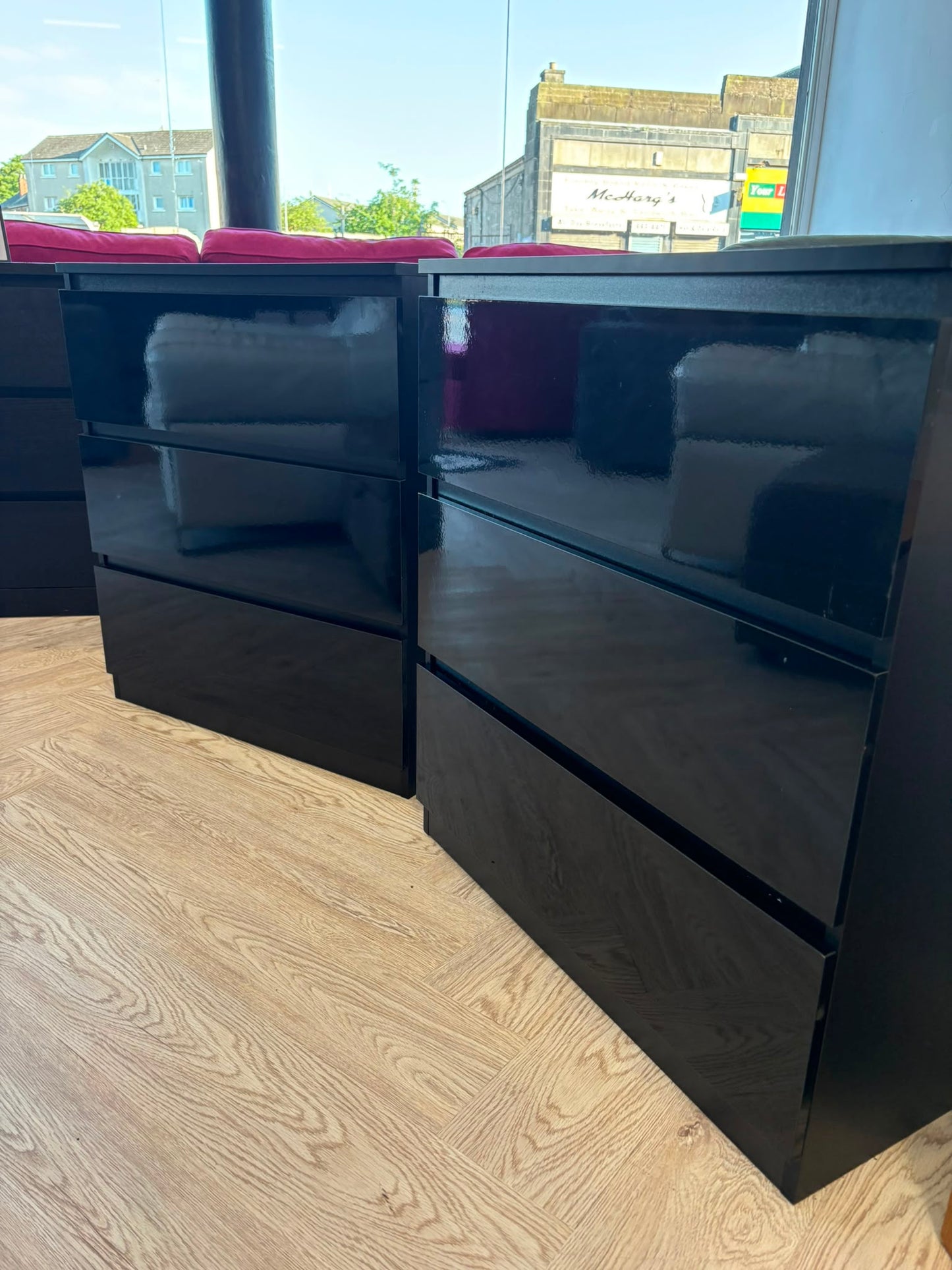 The Range Pair of Black High Gloss 3 Drawer Chests @