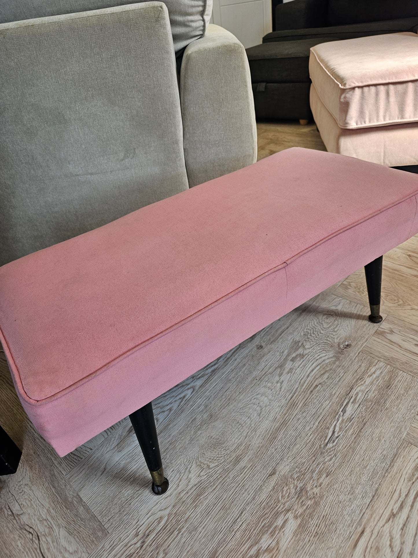 Pink Velvet Footstool @