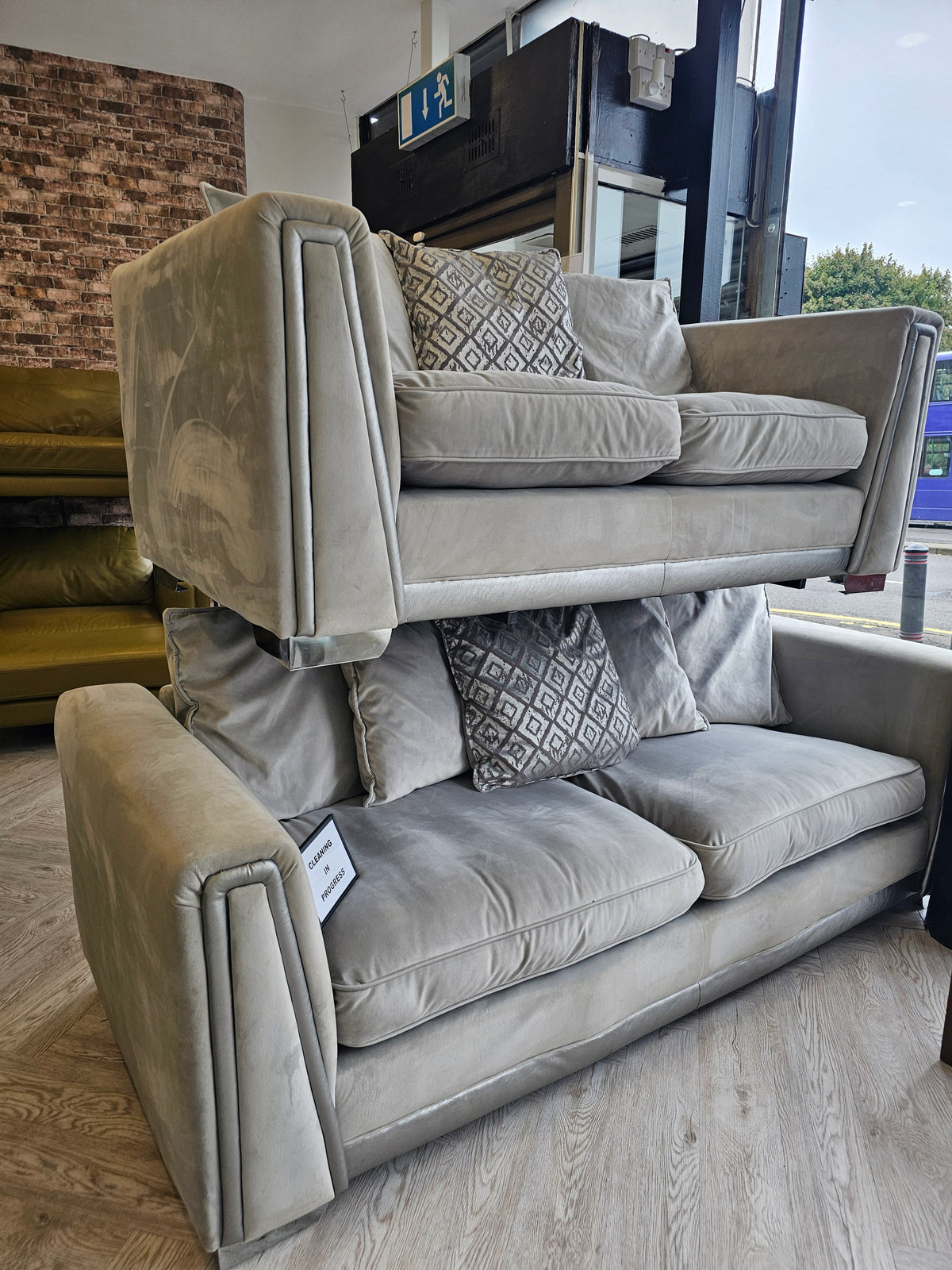 DFS Gigi Plush Grey 3 & 2 Seater Sofas #