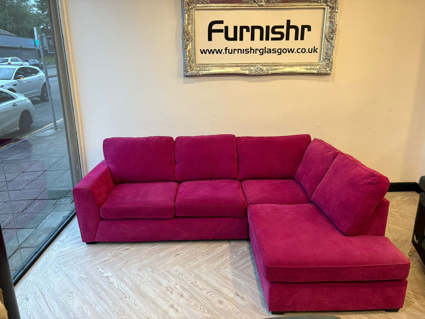 DFS Orka Corner Sofa in Hot Pink (matching swivel chair also available)#