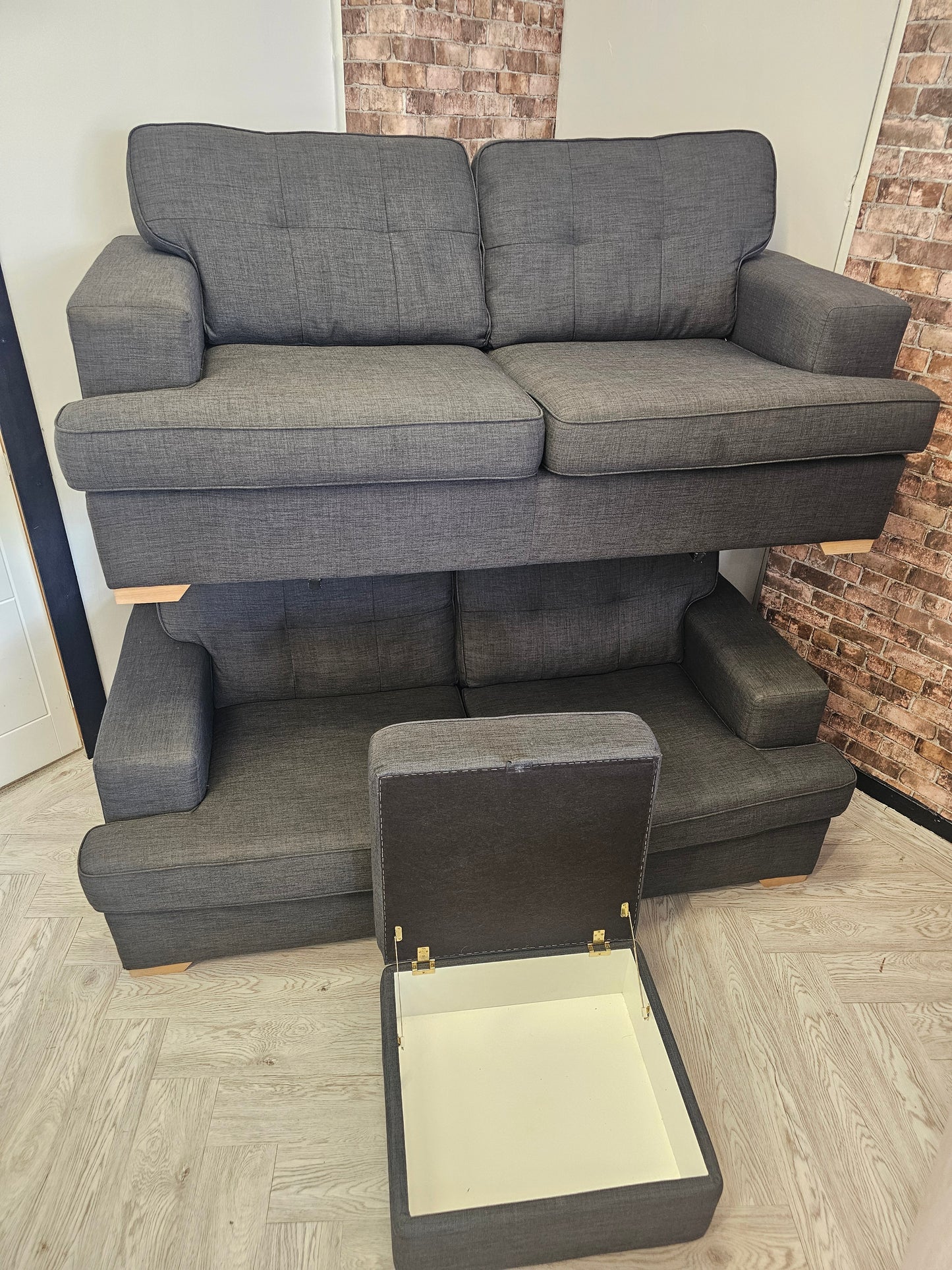 DFS Freya 3&2 Seater Charcoal Grey Sofas with Ottoman