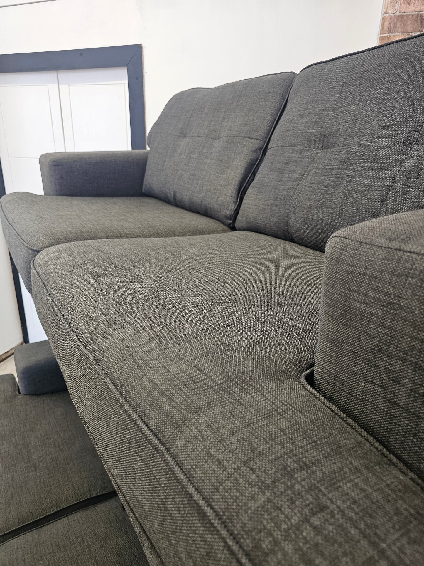 DFS Freya 3&2 Seater Charcoal Grey Sofas with Ottoman