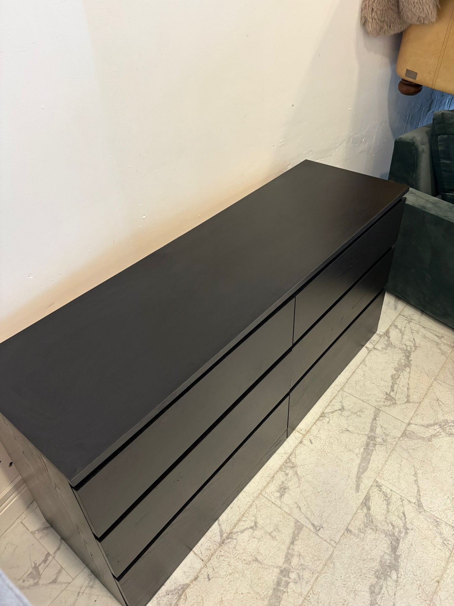 Ikea Malm Black 6 Drawer Chest T