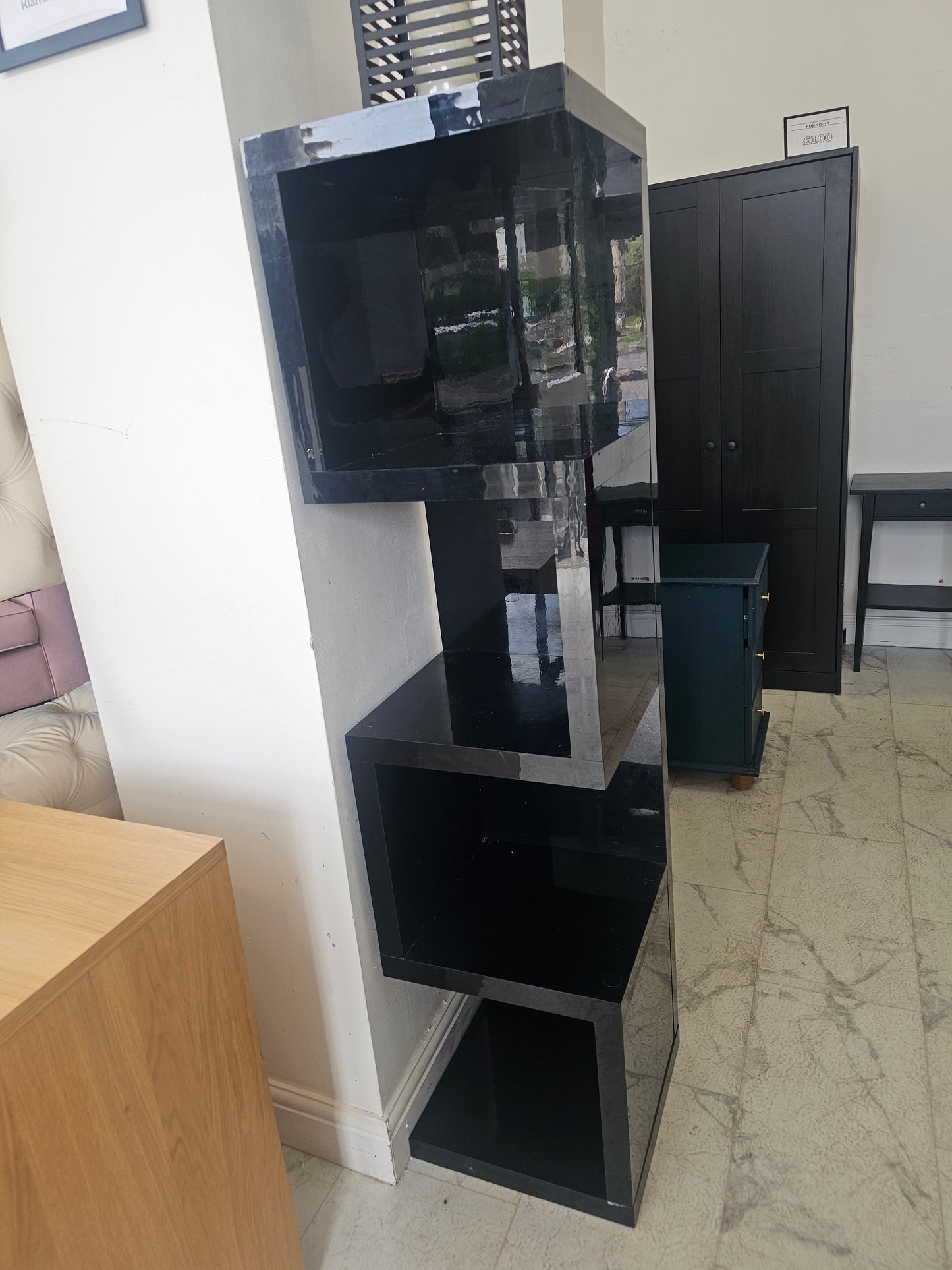 Black High Gloss Shelving Unit