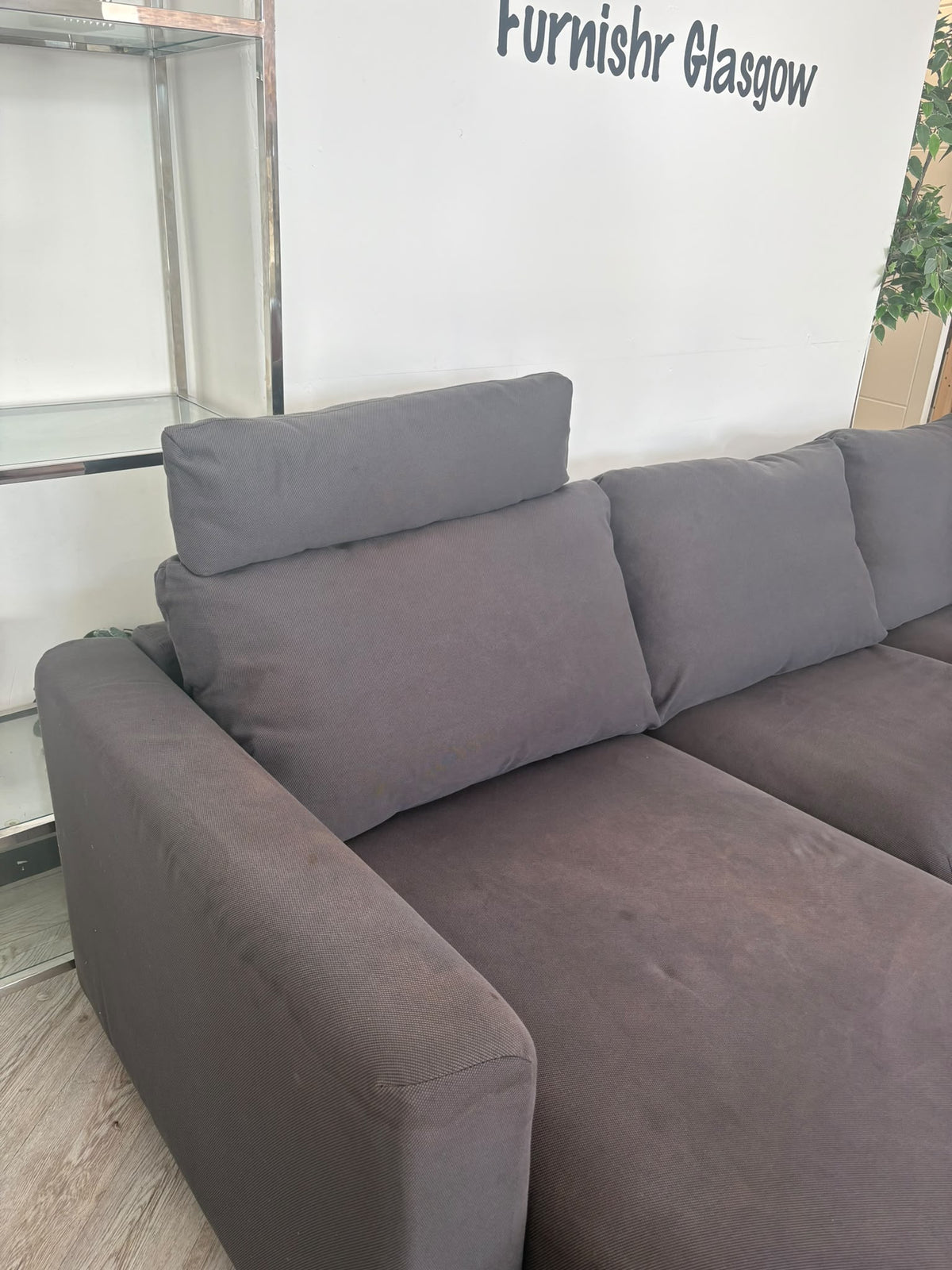 CLEARANCE Ikea Grey Corner Sofa with Ottoman Chaise #