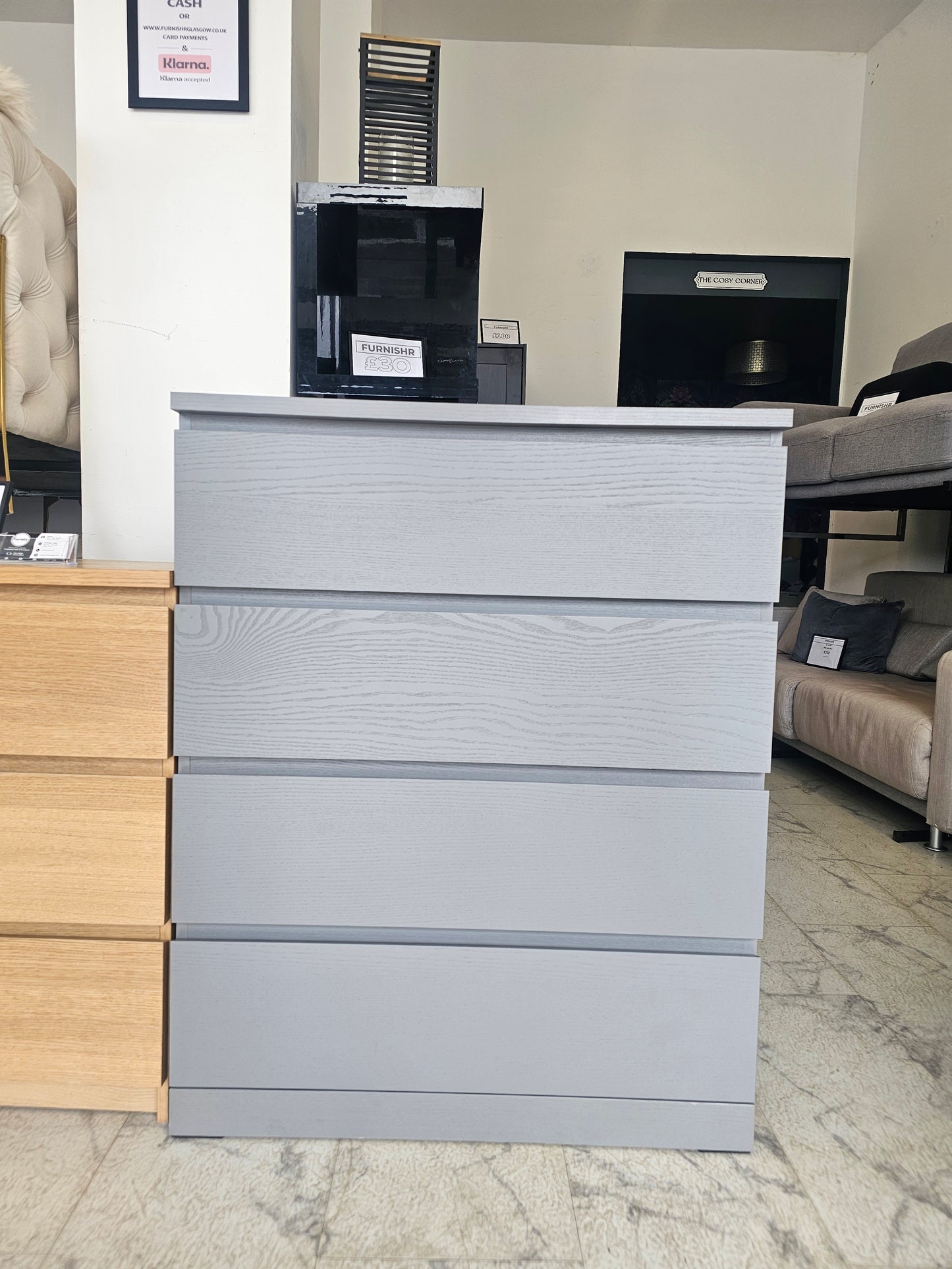 Ikea Malm Grey 4 Drawer Chest T