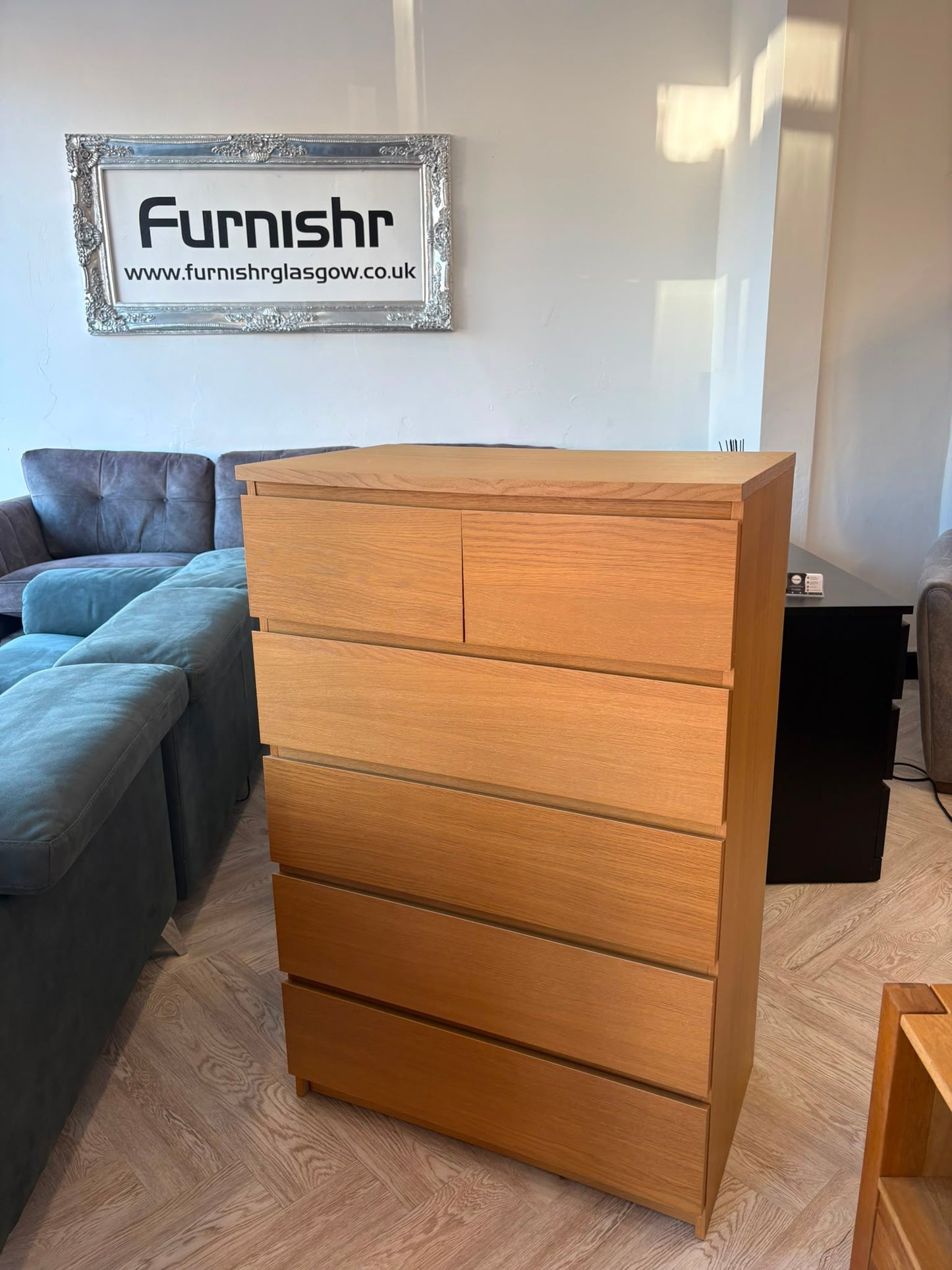 Ikea Malm Oak 6 Drawer Chest #