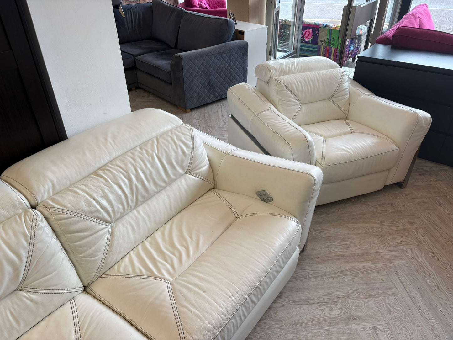 SCS SiSi Italia White Leather Power Recliner 3 Seater Sofa & Chair @#