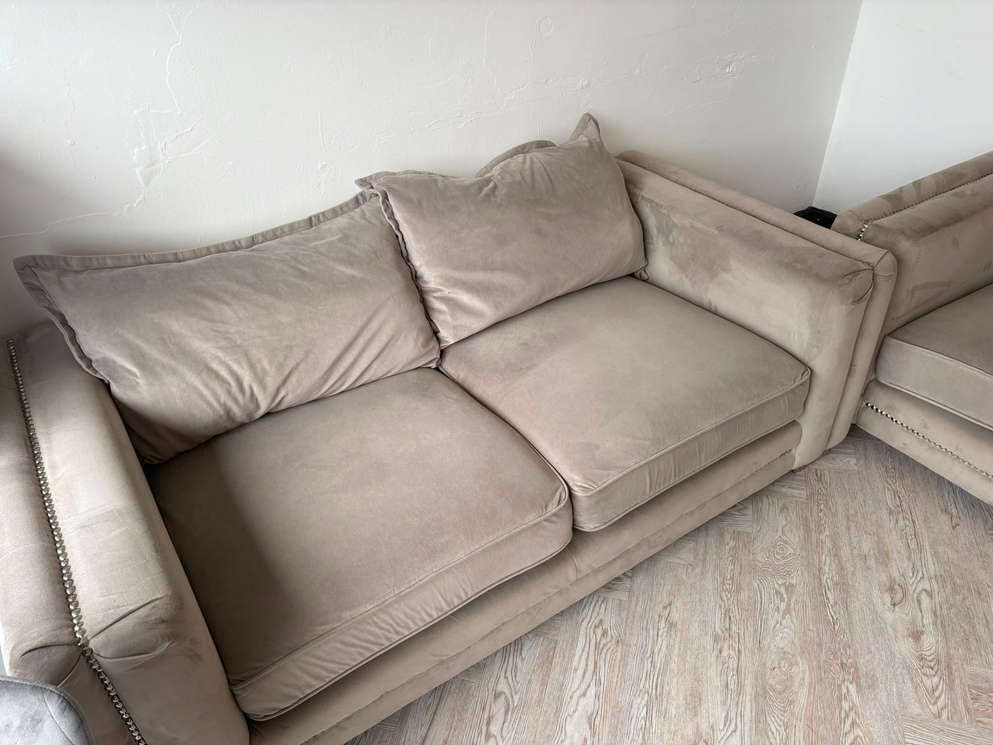 ScS Laurence Llewelyn-Bowen Regency Range Greige Fabric 3 Seater Sofa & Loveseat *RRP £3100 #