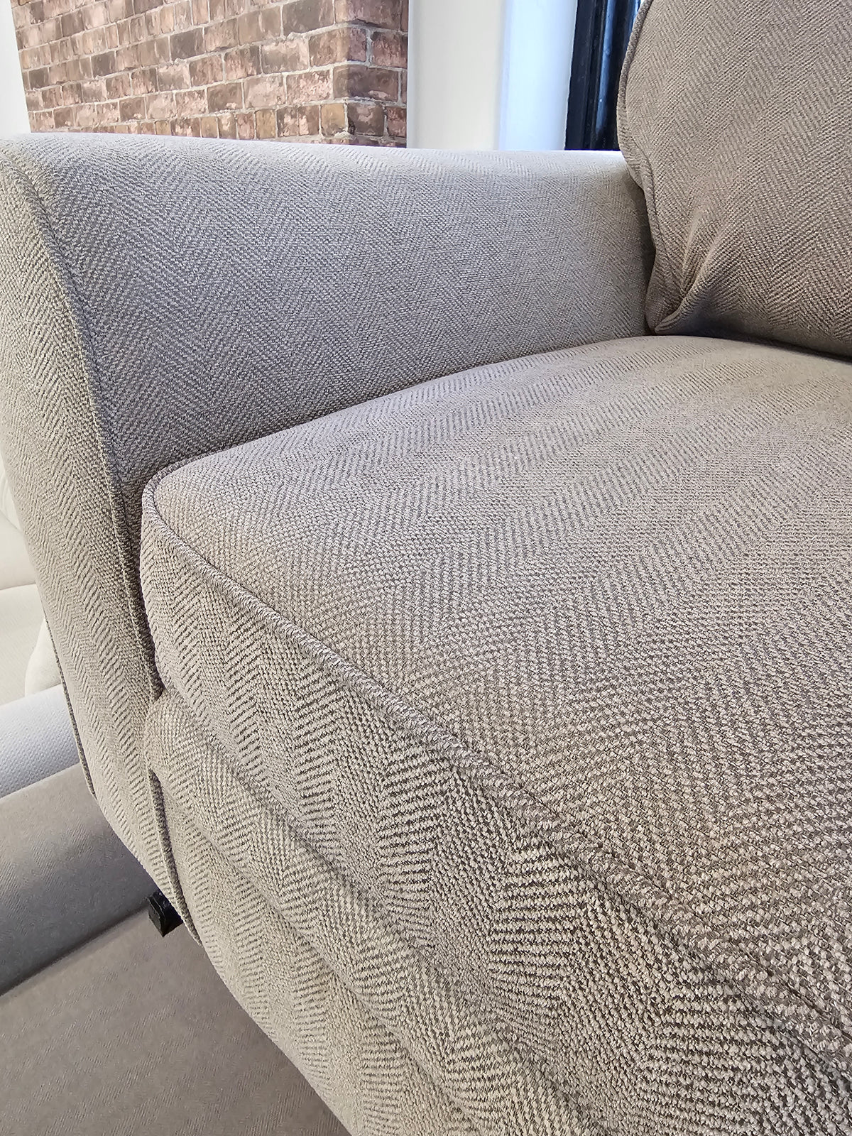 CLEARANCE Sofology Chalfont 3 Seater Sofa, Chair & Footstool in Beige/Taupe @