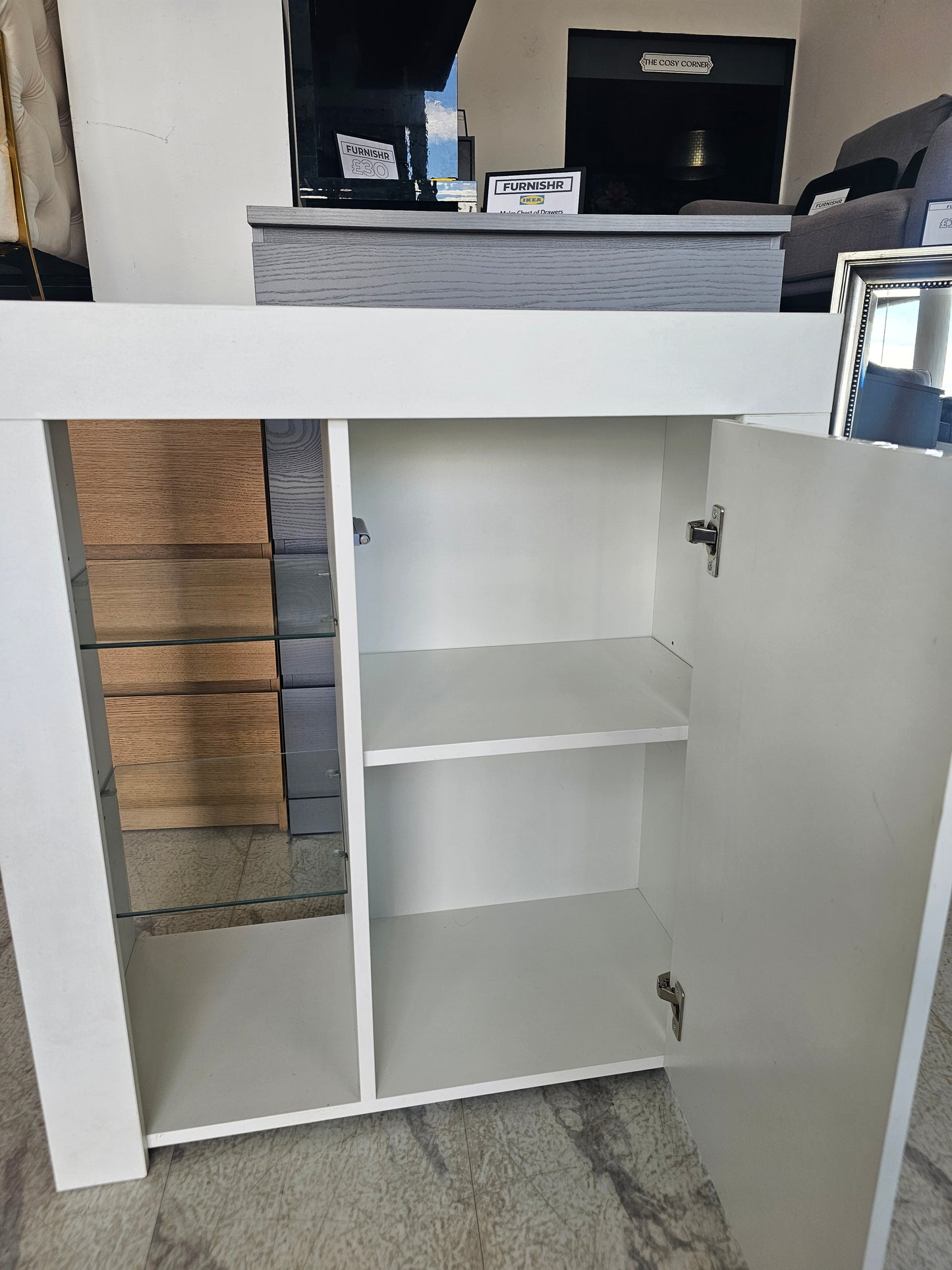 White Display Cabinet with Shelving A