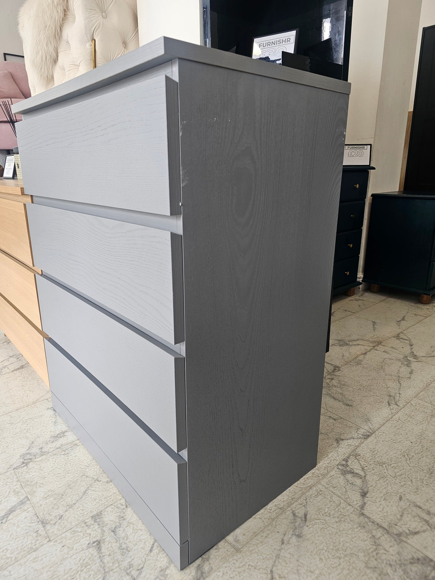 Ikea Malm Grey 4 Drawer Chest T
