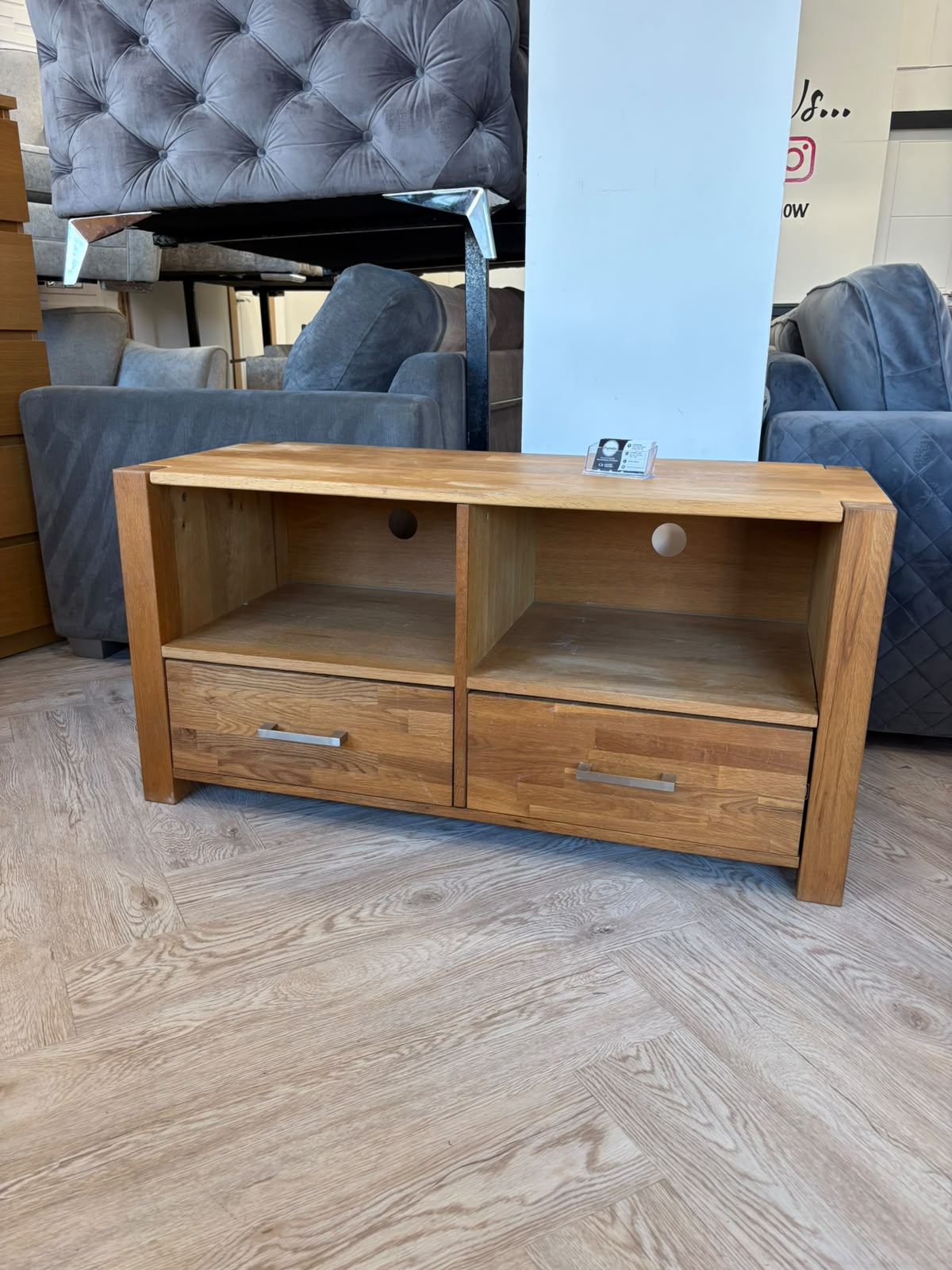 Oak TV Unit with Drawers @#