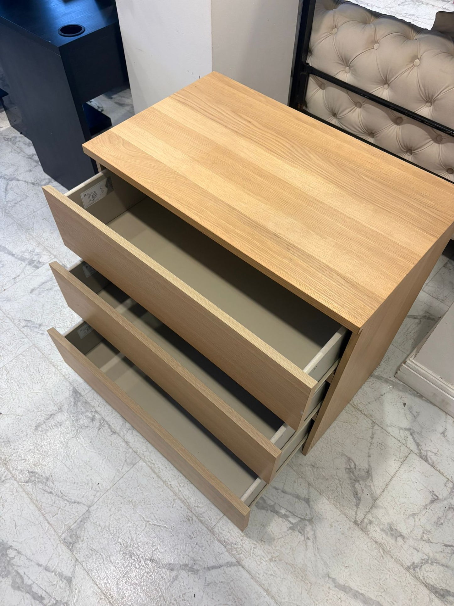 Ikea Malm White Oak 3 Drawer Chest T