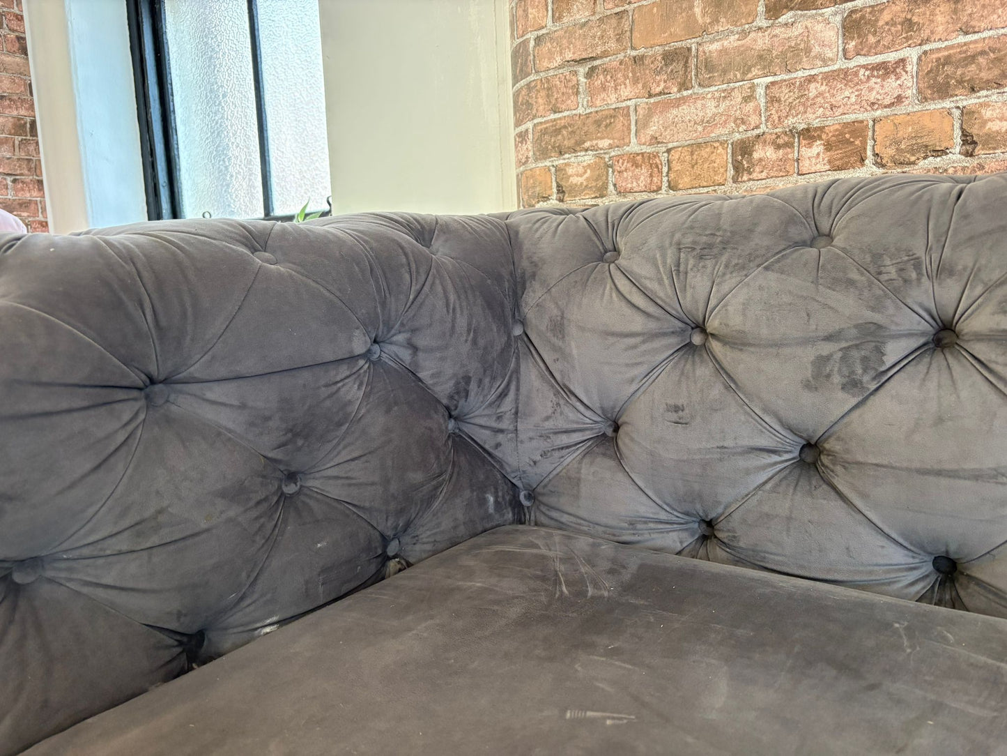 Bespoke Chesterfield Style, Light Grey Plush 2 Seater Sofa @#