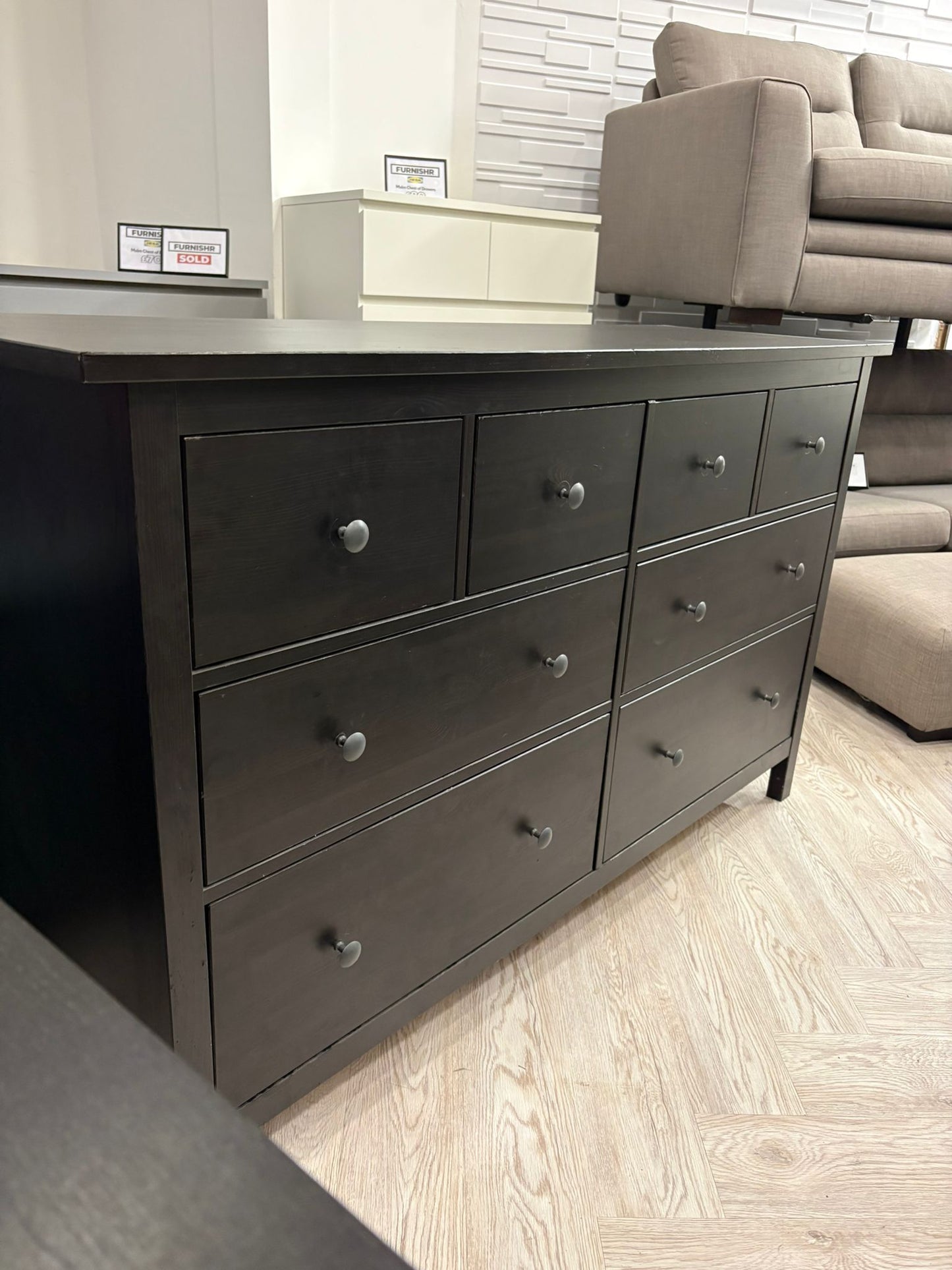Ikea Hemnes Black 8 Drawer Chest #