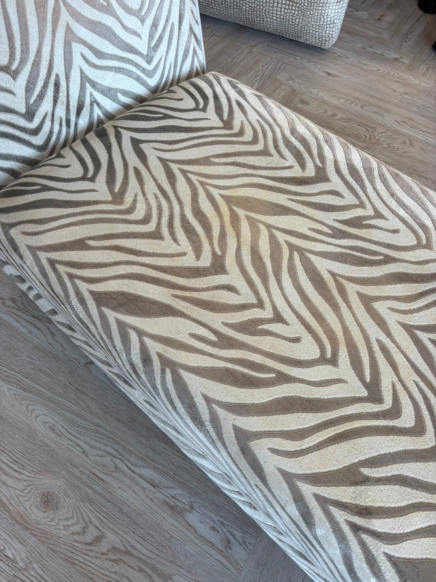 DFS Madagascar Zebra Print Chenille Chaise (cleaning required hence lower price)@