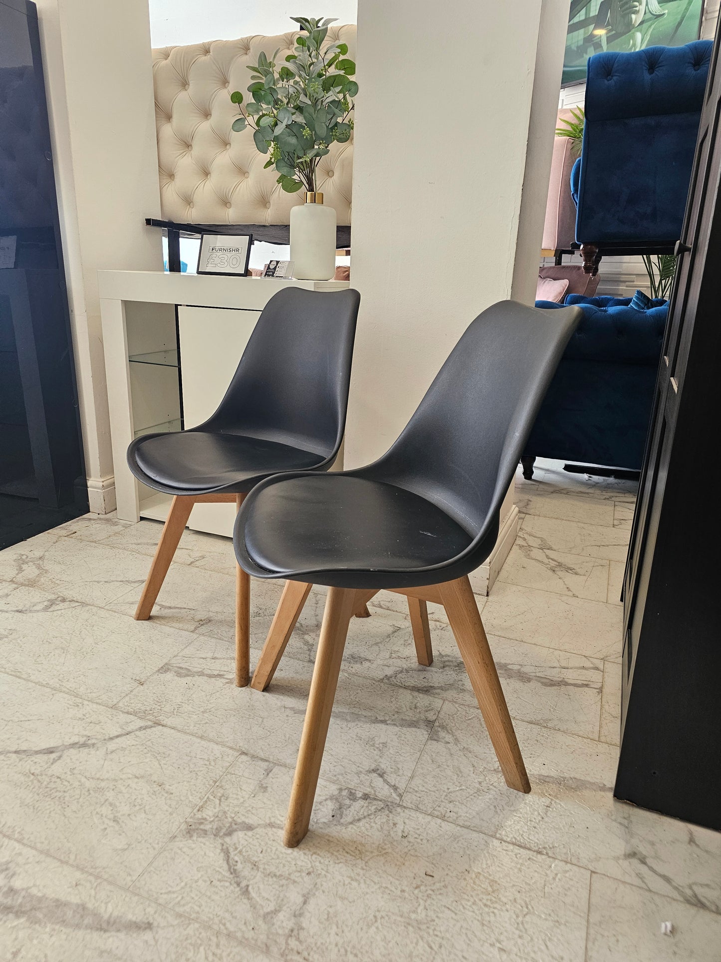 Set of 2 Black Dining Chairs