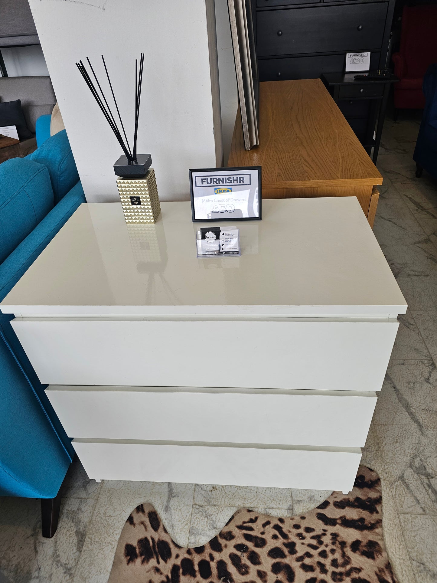 Ikea Malm White High Gloss 3 Drawer Chest T