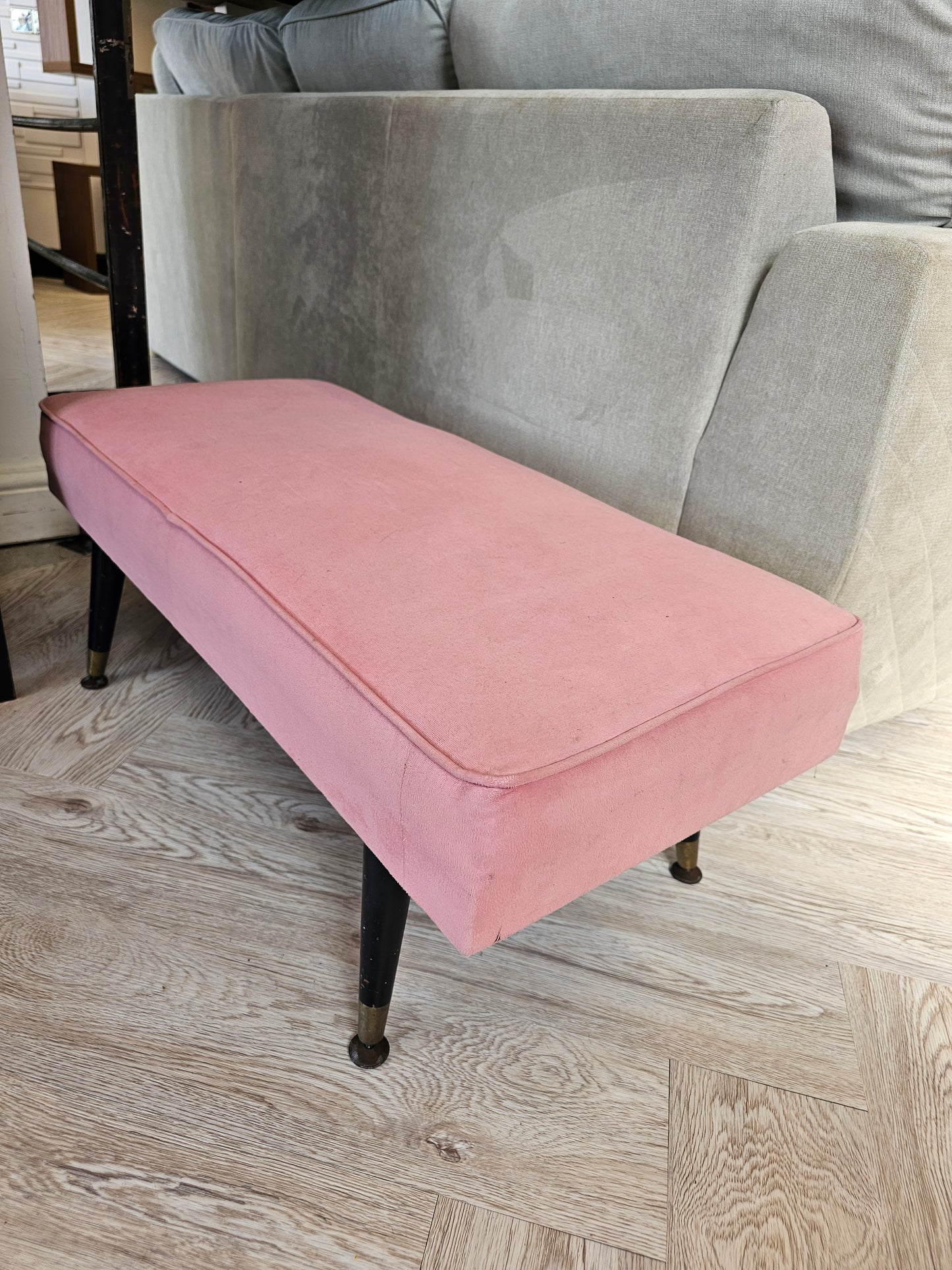 Pink Velvet Footstool @