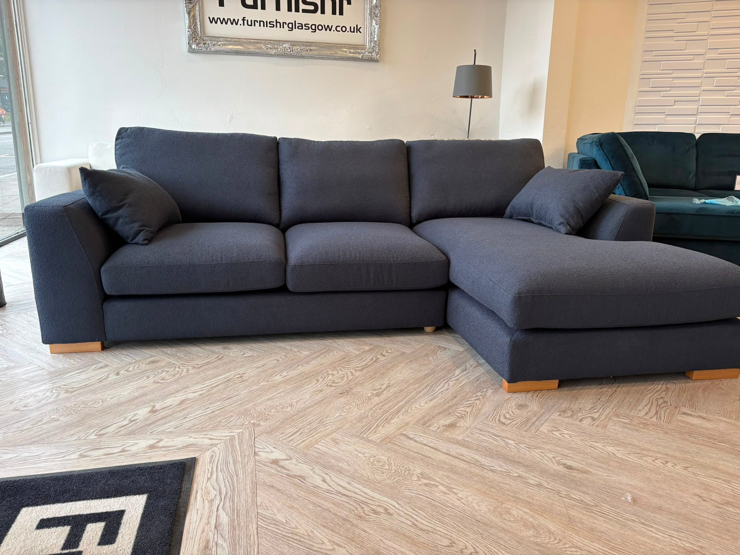 DFS Calix Navy Blue Corner Sofa in Immaculate As New Condition #