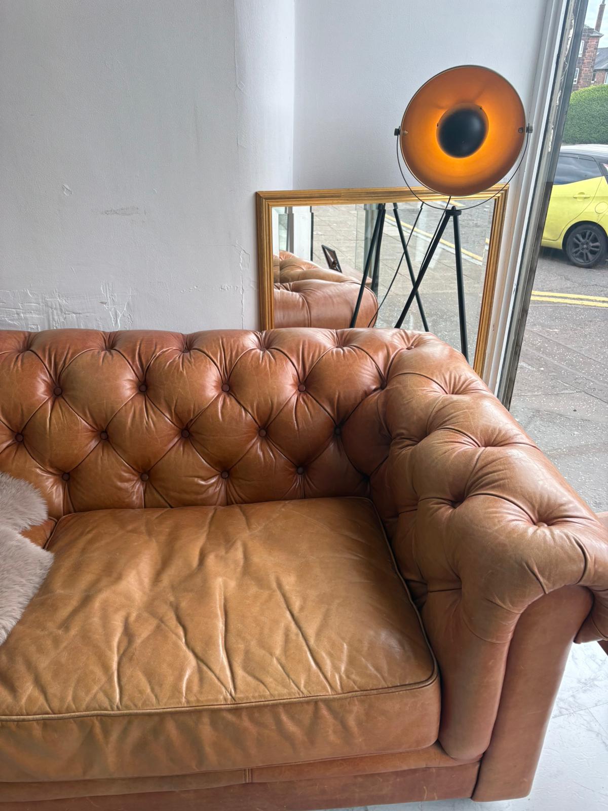 HALO Chesterfield Tan Leather 3 Seater Sofa (*RRP £2349)