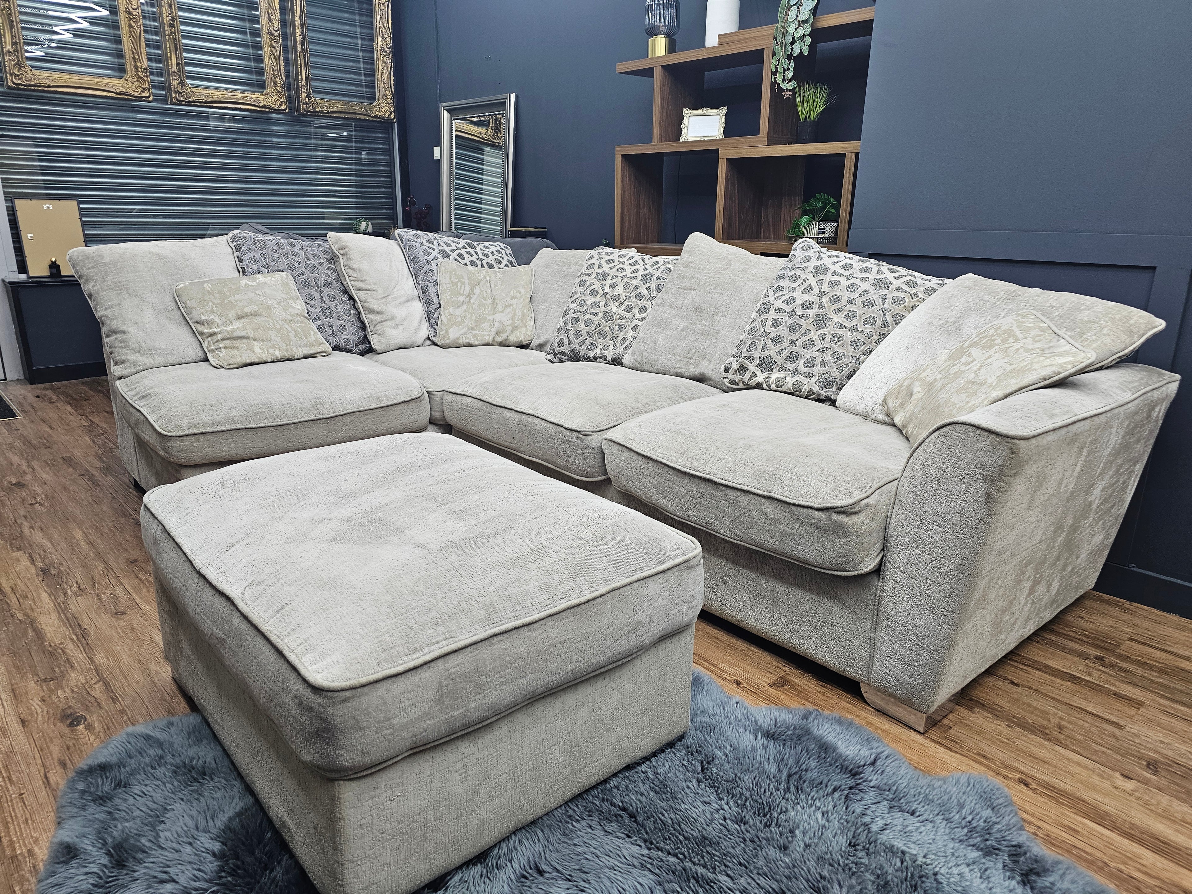 Sofology Greige Corner Sofa & Footstool