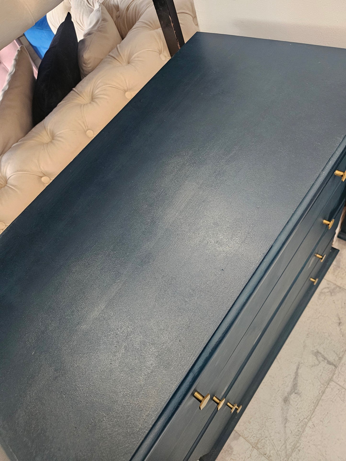 Painted Blue 4 Drawer Chest & 3 Drawer Bedside Chest A