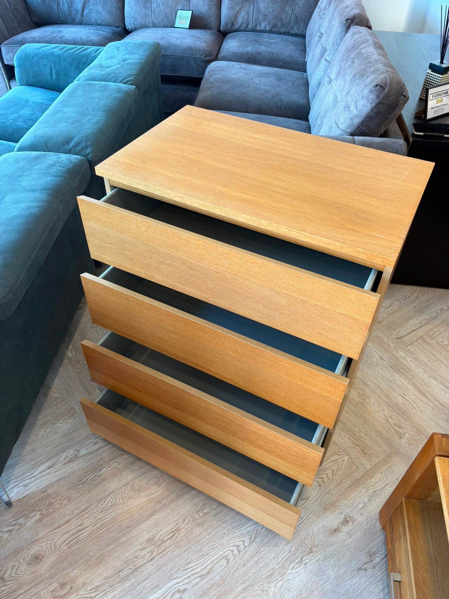 Ikea Malm Oak 4 Drawer Chest #