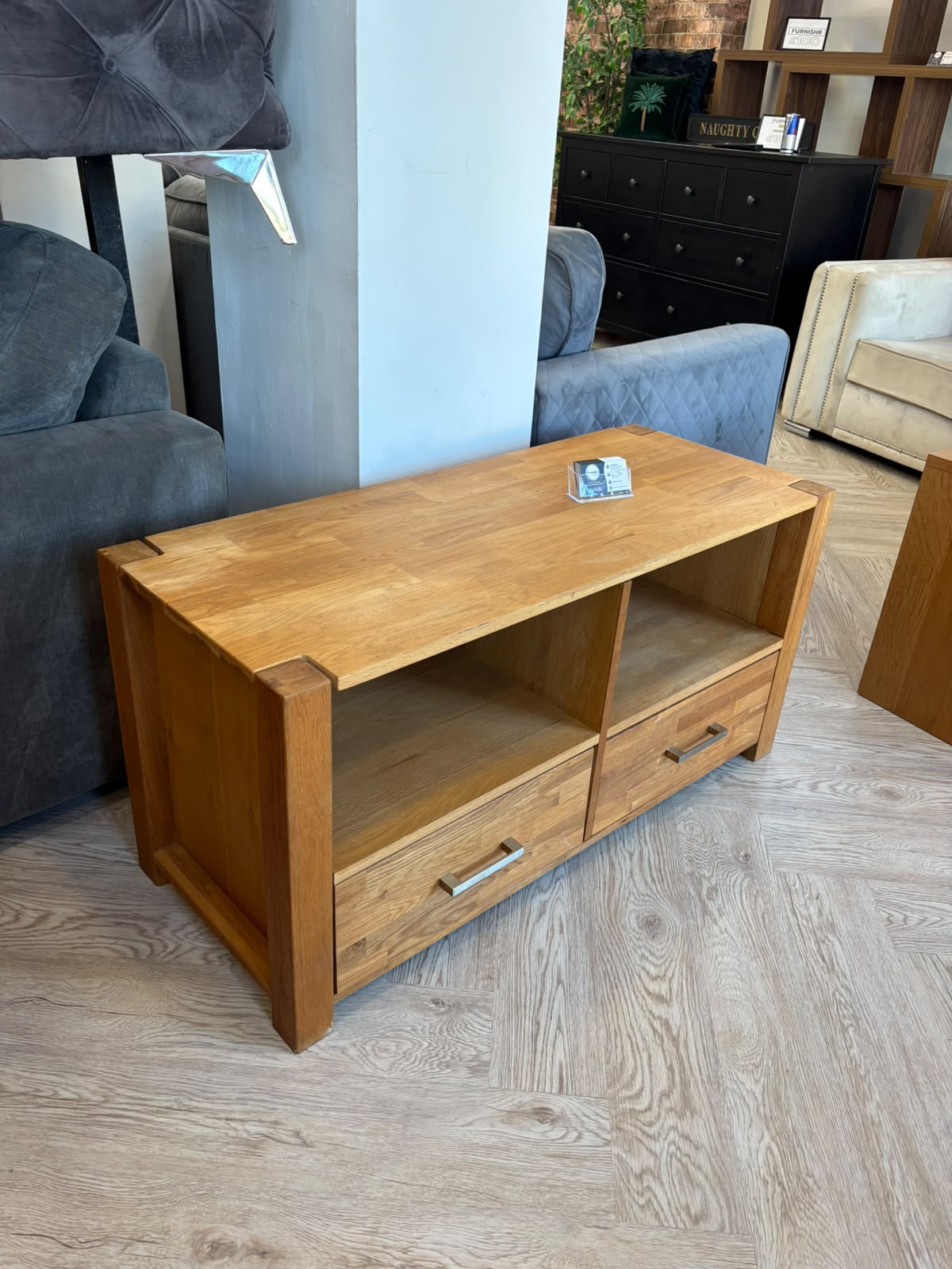 Oak TV Unit with Drawers @#