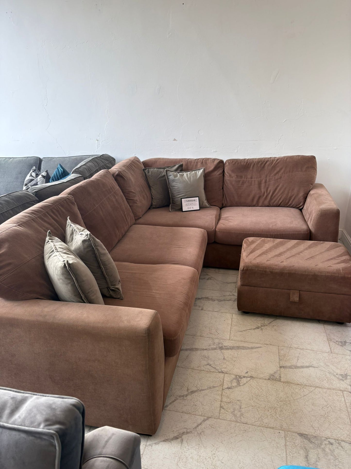 DFS Orka Mocha Corner Sofa & Ottoman B