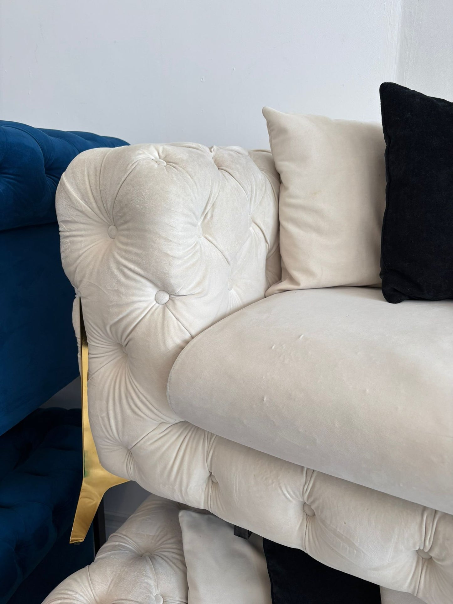 Chesterfield 2 x 2 Seater Sofas in Cream Velvet