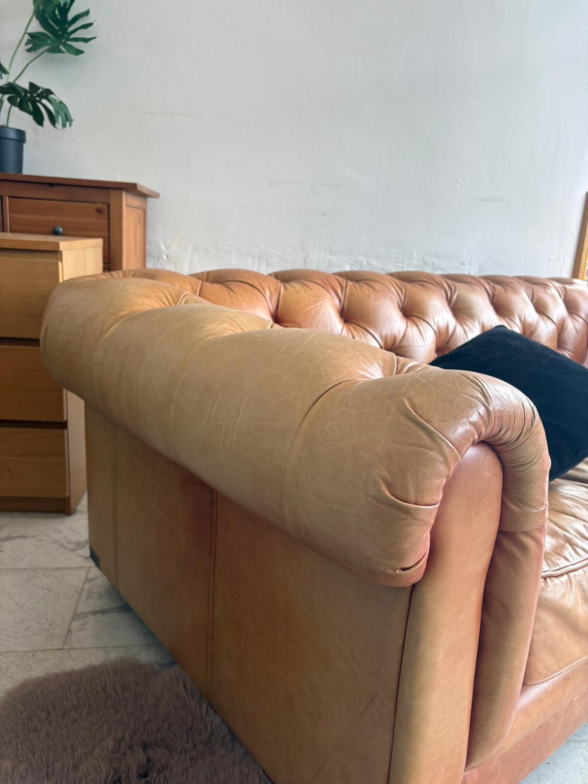 HALO Chesterfield Tan Leather 3 Seater Sofa (*RRP £2349)