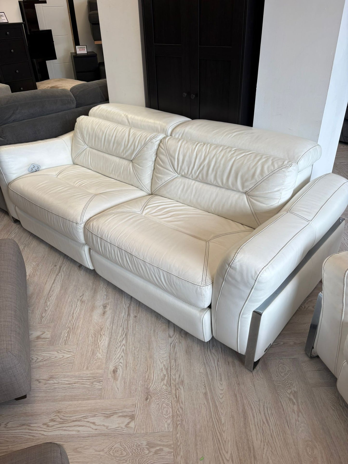 SCS SiSi Italia White Leather Power Recliner 3 Seater Sofa & Chair @#