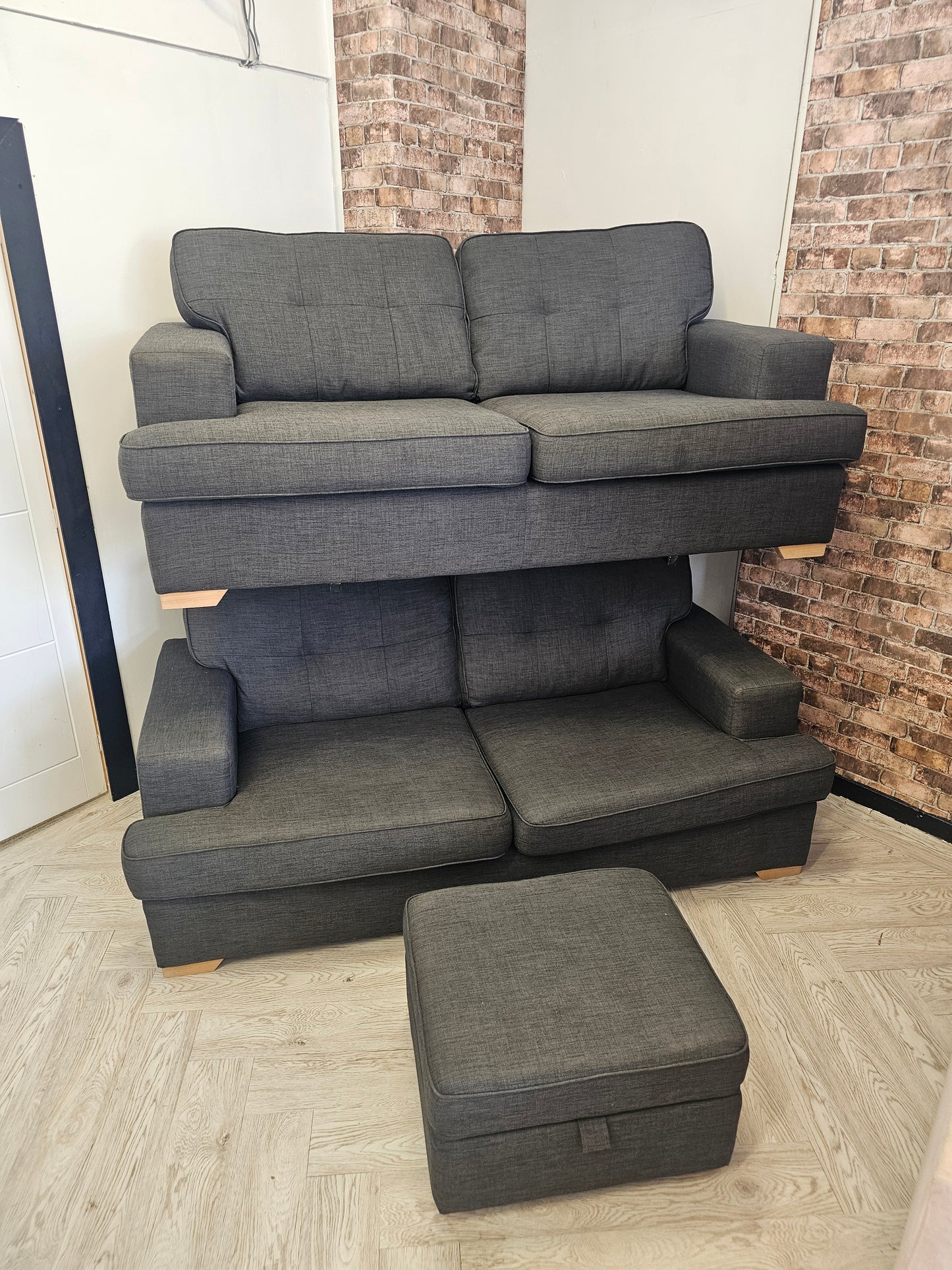 DFS Freya 3&2 Seater Charcoal Grey Sofas with Ottoman