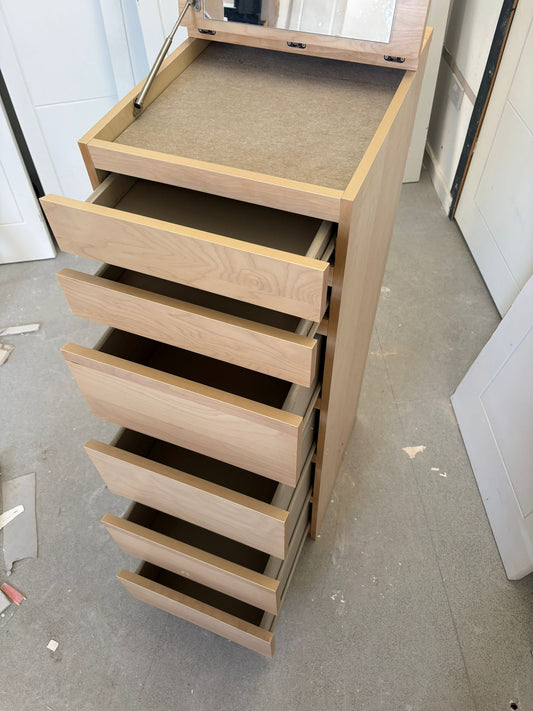 Ikea Malm Beech Tallboy Drawers with Mirror T