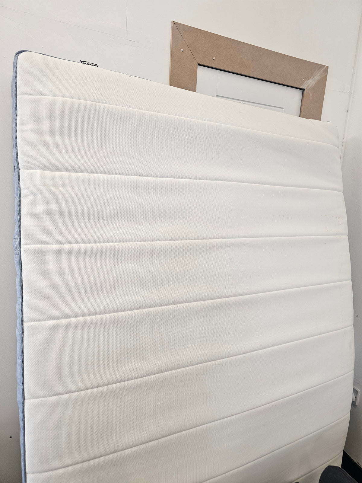 Ikea Standard Double Slattum Grey Bedframe & Vesteroy Pocket Sprung Mattress @#